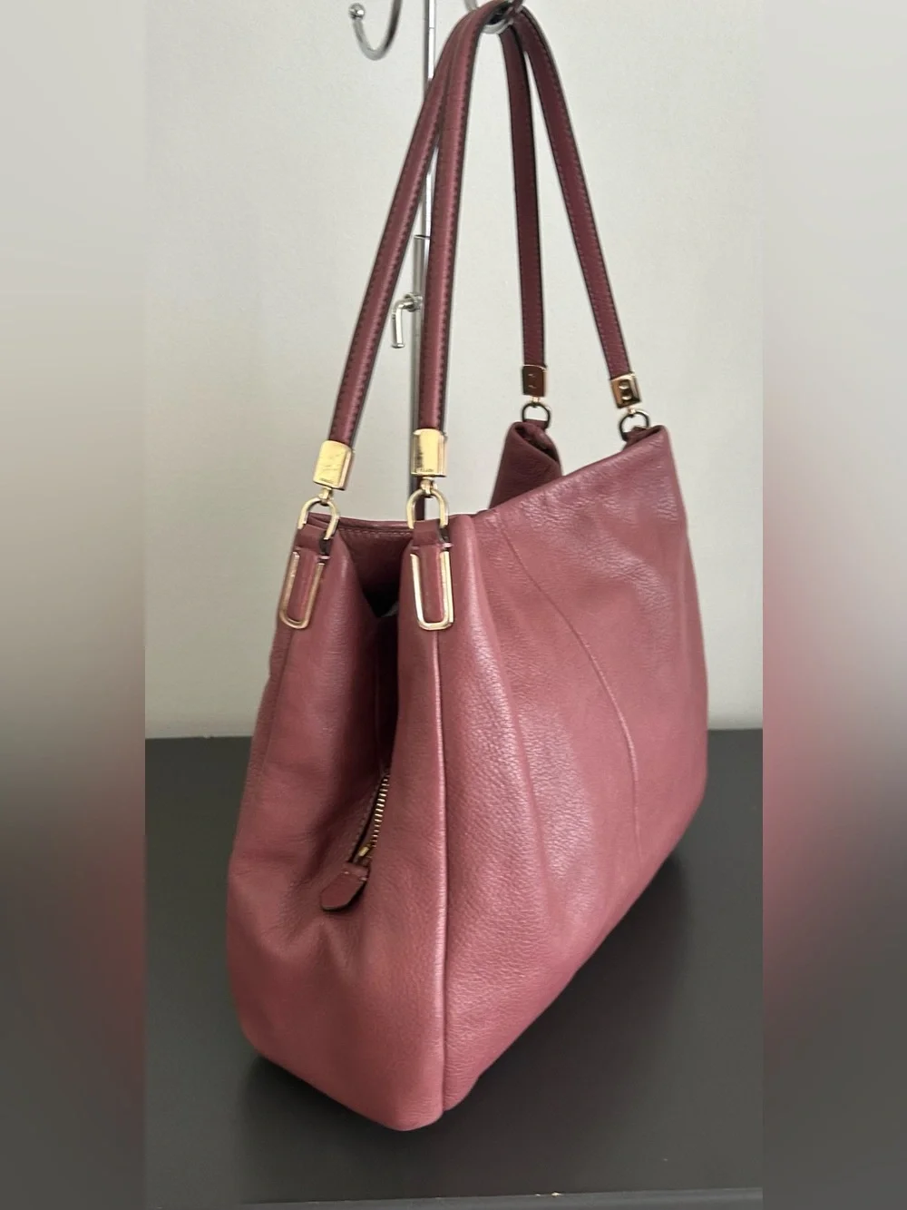 Coach Madison Phoebe Dusty Rose Pebbled Leather Shoulder Tote Hobo Bag